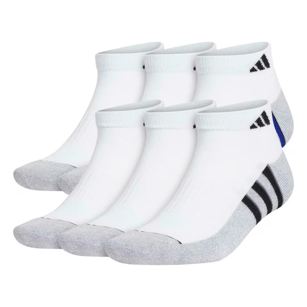 adidas Aeroready Cushioned Low Cut Socks, 6-Pack, White, Shoe Size 6-12