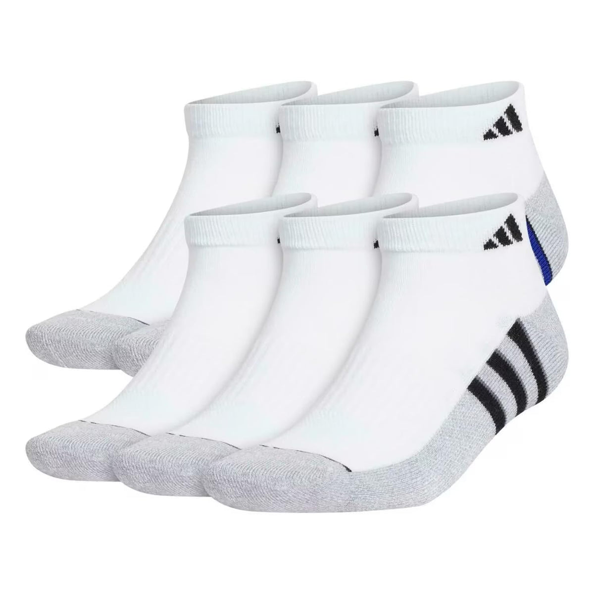 adidas Aeroready Cushioned Low Cut Socks, 6-Pack, White, Shoe Size 6-12