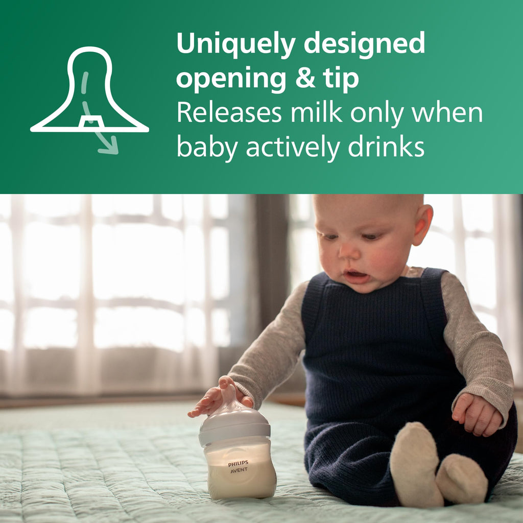 Philips Avent Natural Glass Baby Bottle, 8 oz, Medium Flow, 4-Pack (SCY913/04)