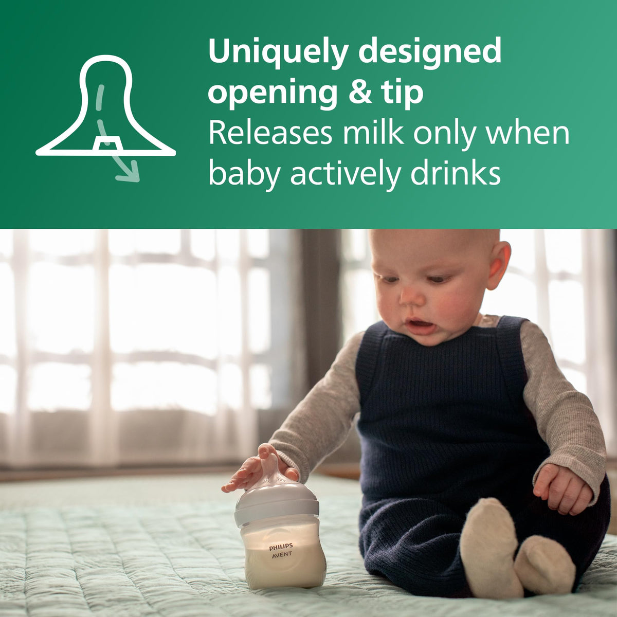 Philips Avent Natural Glass Baby Bottle, 8 oz, Medium Flow, 4-Pack (SCY913/04)