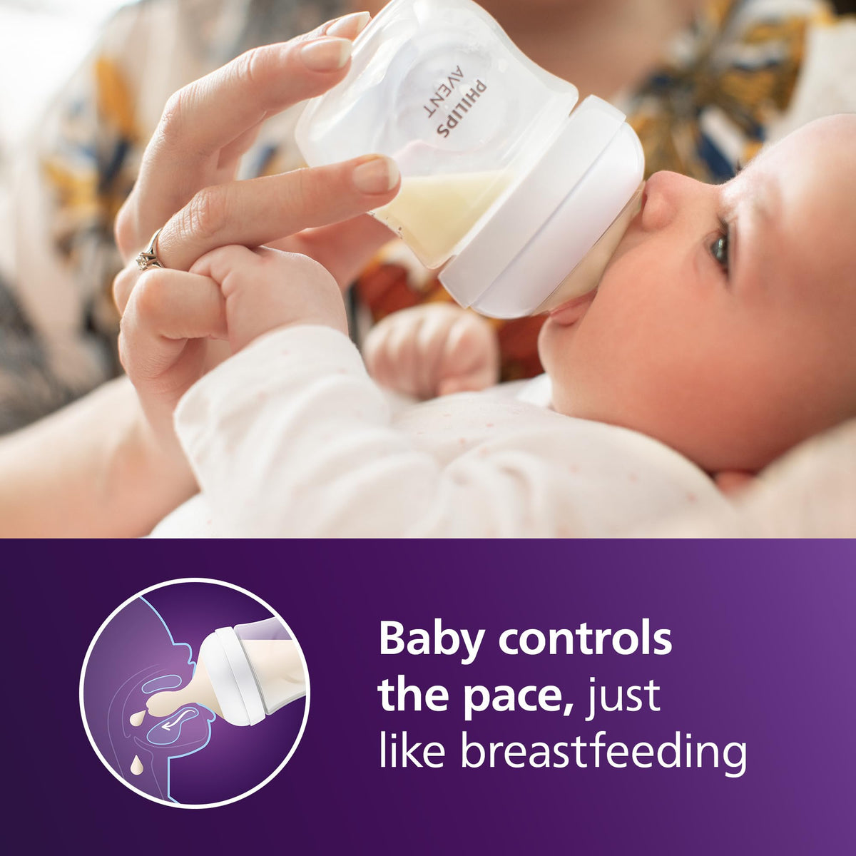 Philips Avent Natural Baby Bottles, 4 oz, 2-Pack, Slow Flow (SCY900/02)