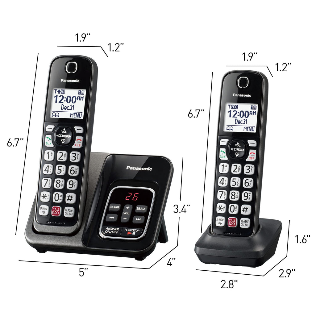 Panasonic KX-TGD832M Cordless Phone with Answering Machine, 2 Handsets