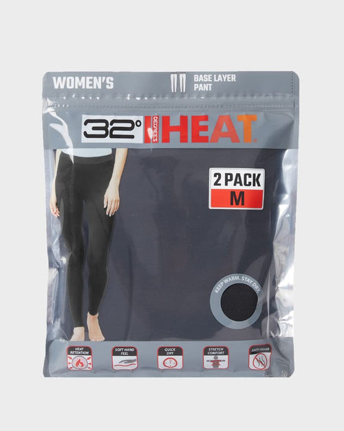 32 Degrees Women's Ultra Light Thermal Baselayer Leggings, 2-Pack, Black
