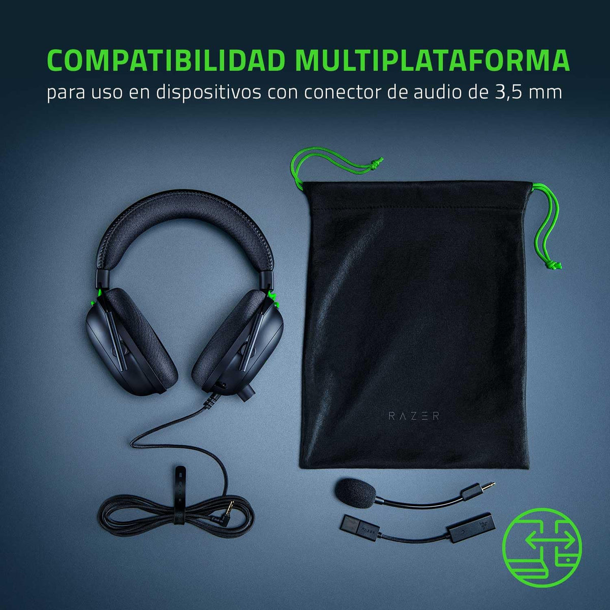 Razer BlackShark V2 Gaming Headset with THX 7.1 Spatial Surround, Black