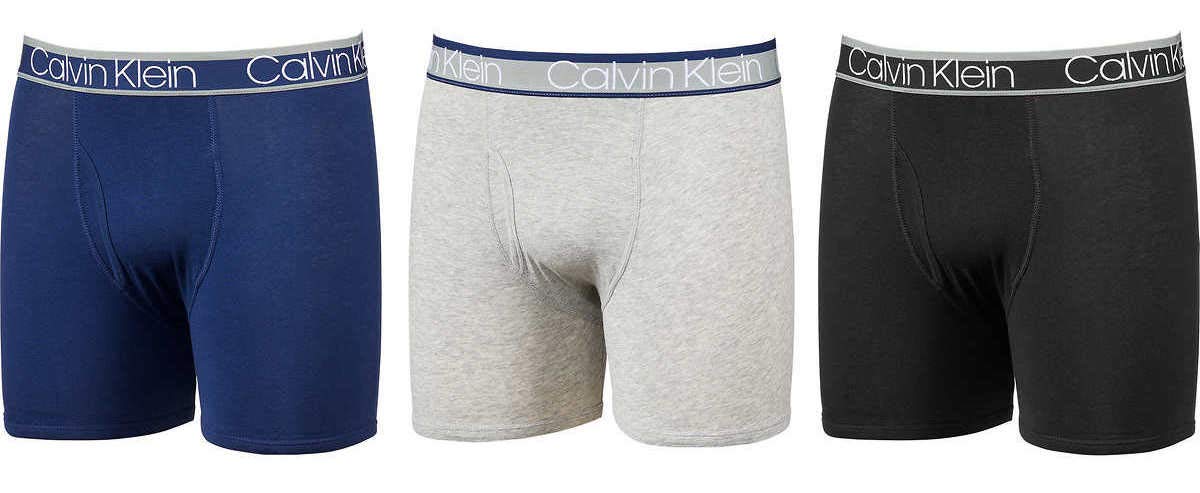 Calvin Klein Men's Cotton Stretch Boxer Briefs, 3-Pack, Navy/Heather Grey/Black, Medium