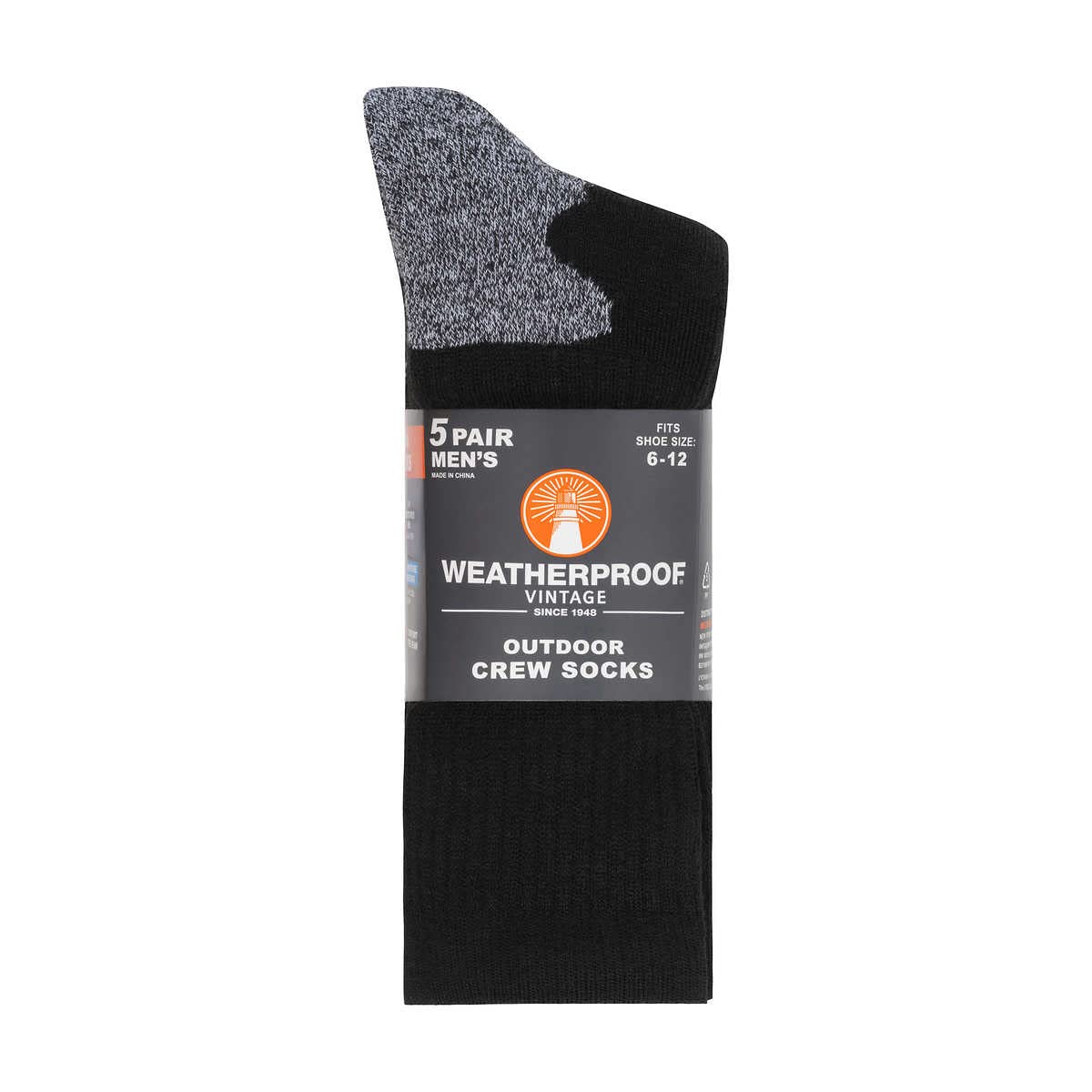 Weatherproof Vintage Men's Wool Blend Crew Socks, 5-Pair