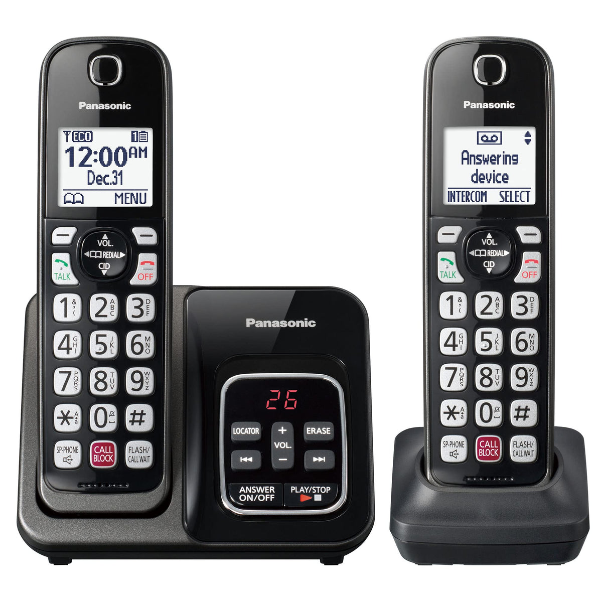 Panasonic KX-TGD832M Cordless Phone with Answering Machine, 2 Handsets