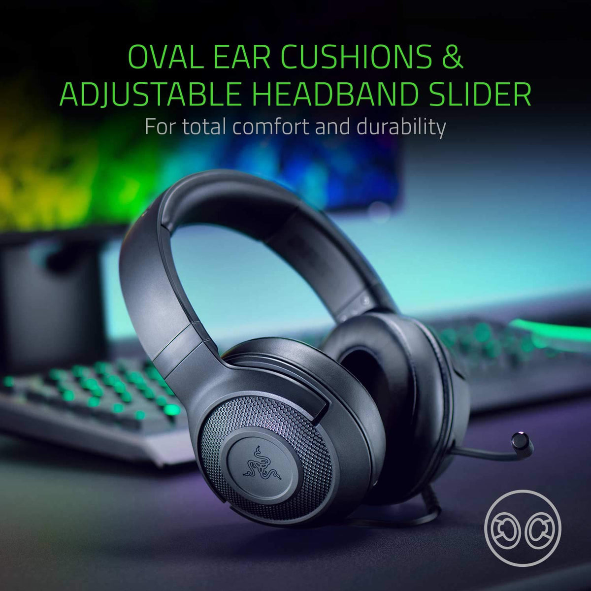Razer Kraken X Ultralight Gaming Headset with 7.1 Surround Sound, Black