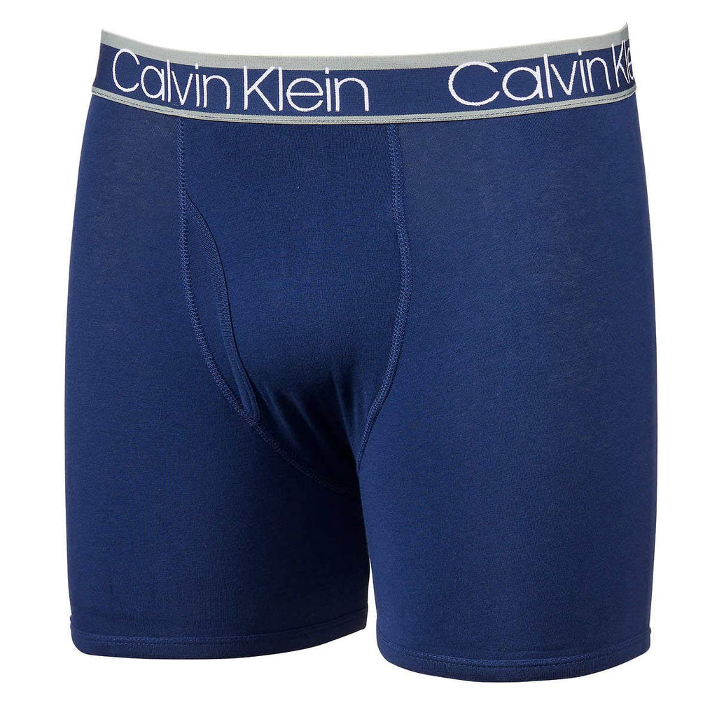 Calvin Klein Men's Cotton Stretch Boxer Briefs, 3-Pack, Navy/Heather Grey/Black, Medium