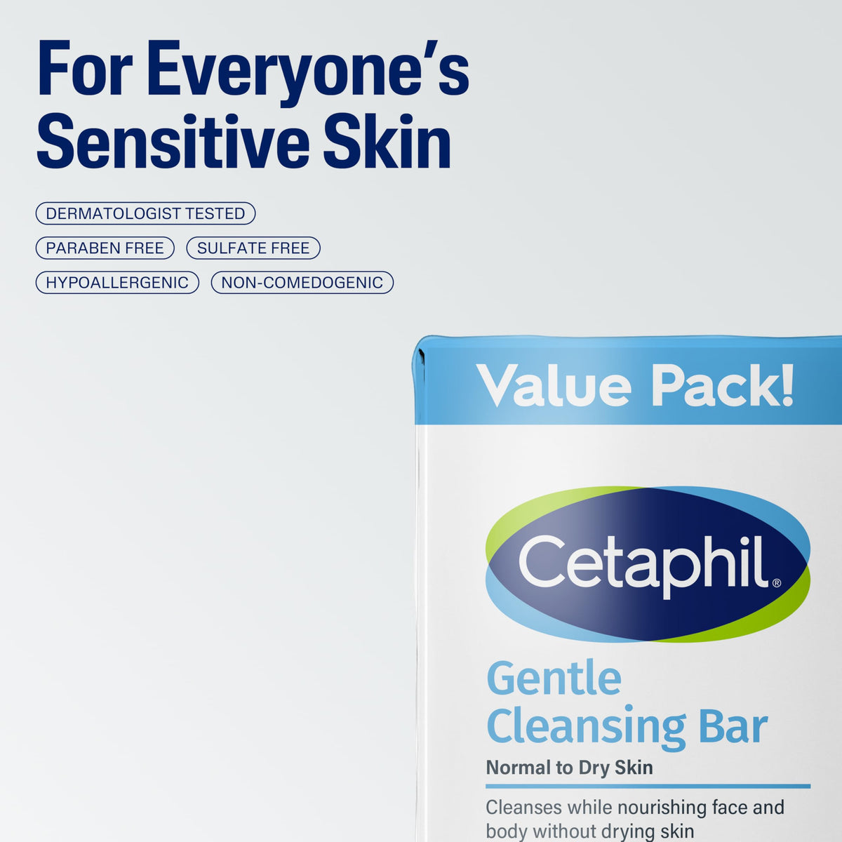 Cetaphil Gentle Cleansing Bar for Dry to Normal Sensitive Skin, 4.5 oz, 6-Pack