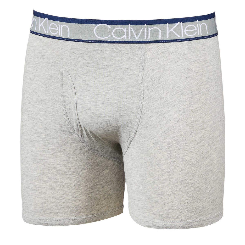 Calvin Klein Men's Cotton Stretch Boxer Briefs, 3-Pack, Navy/Heather Grey/Black, Medium