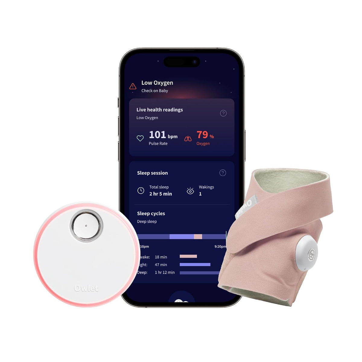 Owlet Dream Sock Smart Baby Monitor - Dusty Rose