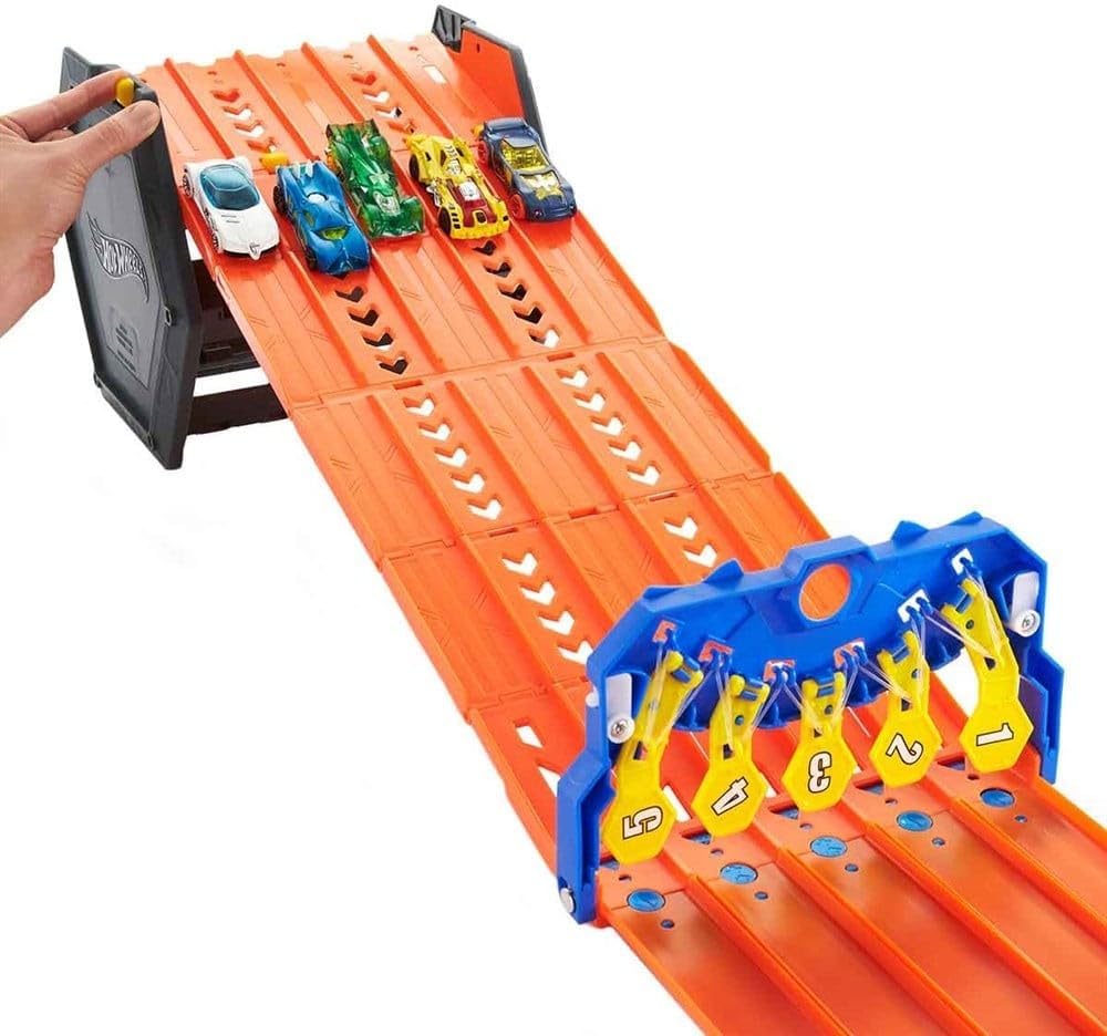 Hot Wheels Roll Out Raceway Track Set with Storage Bucket