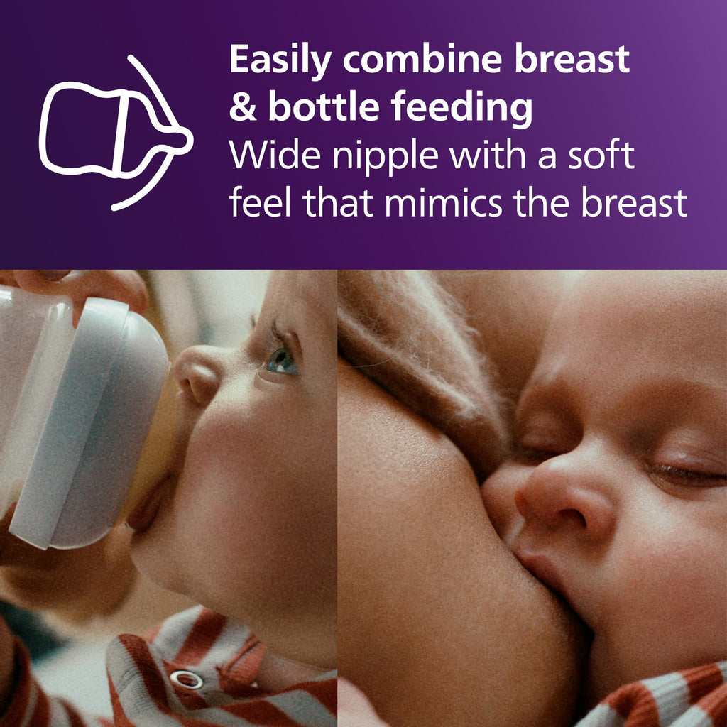 Philips Avent Natural Baby Bottles, 4 oz, 2-Pack, Slow Flow (SCY900/02)