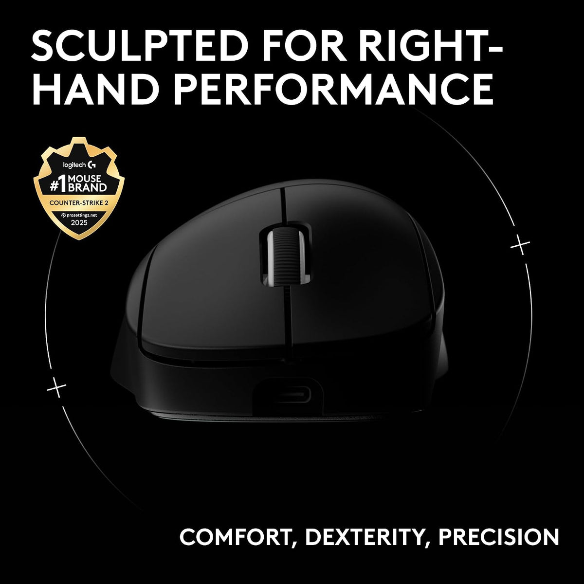 Logitech G PRO X Superlight 2 DEX Wireless Gaming Mouse, Black