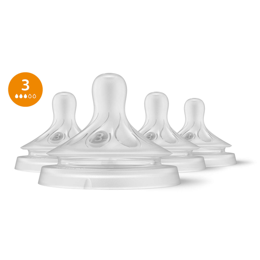 Philips Avent Natural Response Nipples, Medium Flow (Flow 3), 4-Pack (SCY963/44)