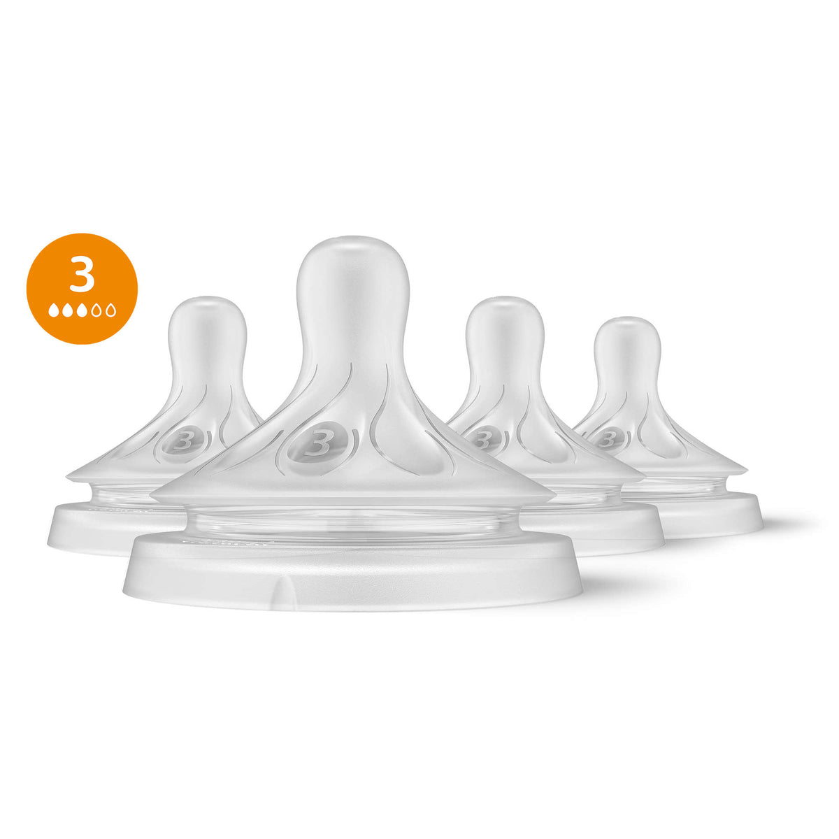 Philips Avent Natural Response Nipples, Medium Flow (Flow 3), 4-Pack (SCY963/44)