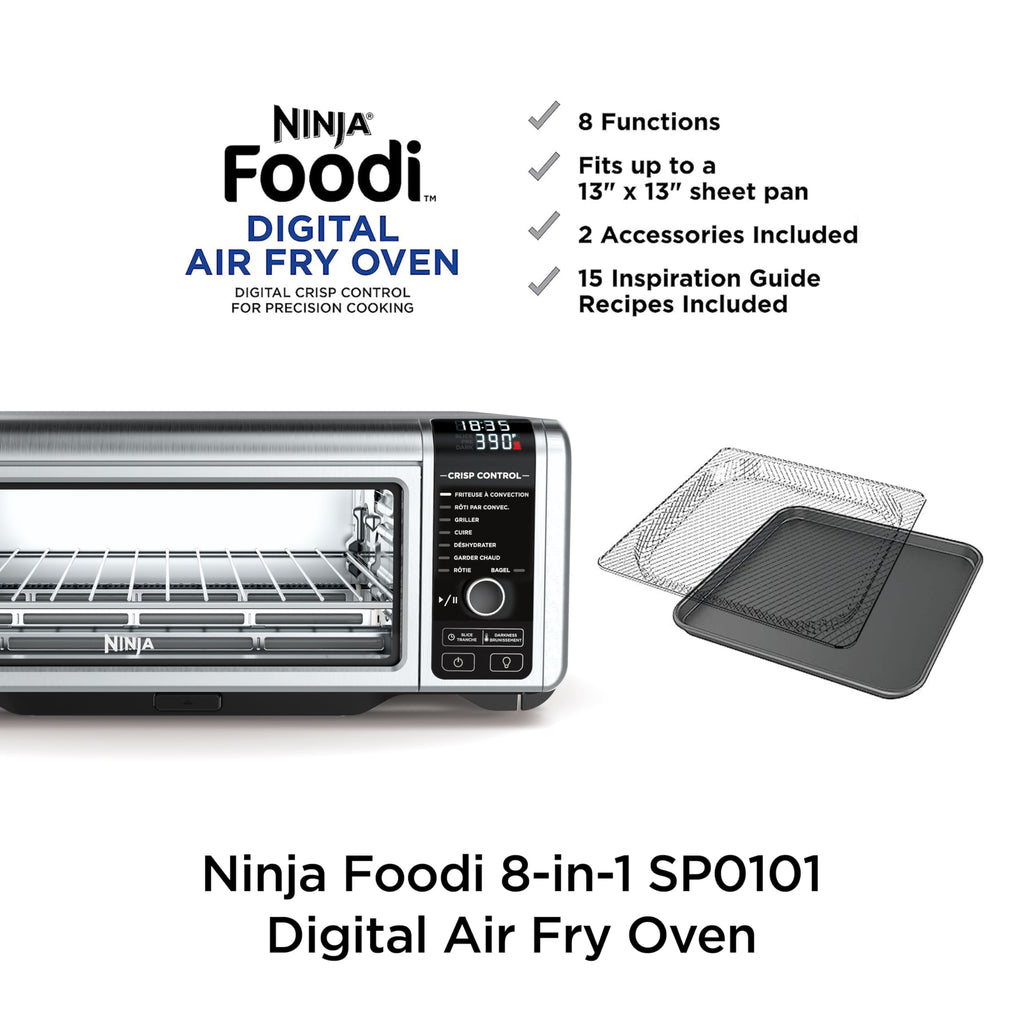 Ninja SP101 Digital Air Fry Countertop Oven, 8-in-1, Flip-Up Storage