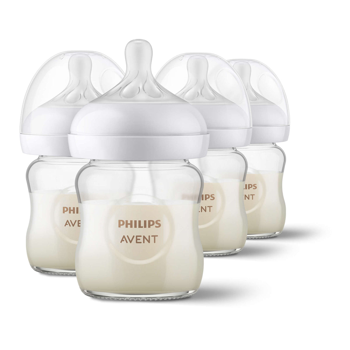 Philips Avent Natural Glass Baby Bottle, 4 oz, Slow Flow, 4-Pack (SCY910/04)