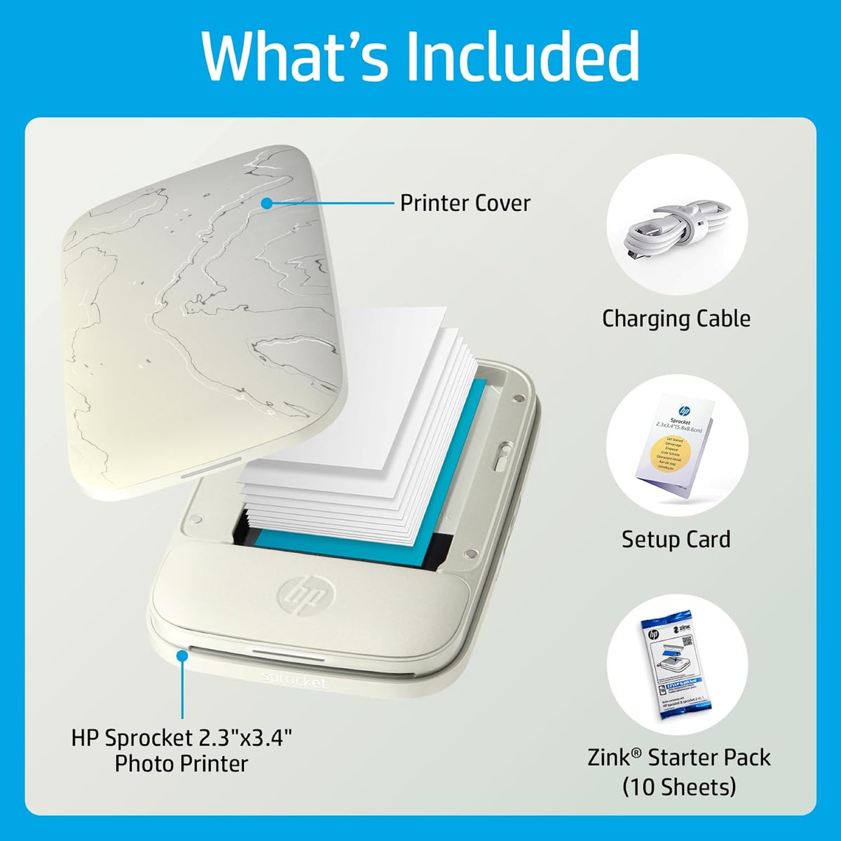 HP Sprocket Select Portable Instant Photo Printer, 2.3x3.4 in., Eclipse
