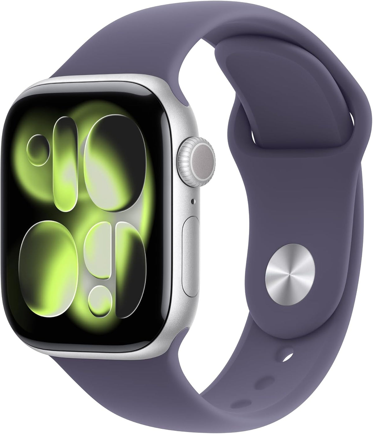 Apple Watch Series 11 (GPS) 42mm Aluminum Case with Sport Band, S/M - Silver / Purple Fog