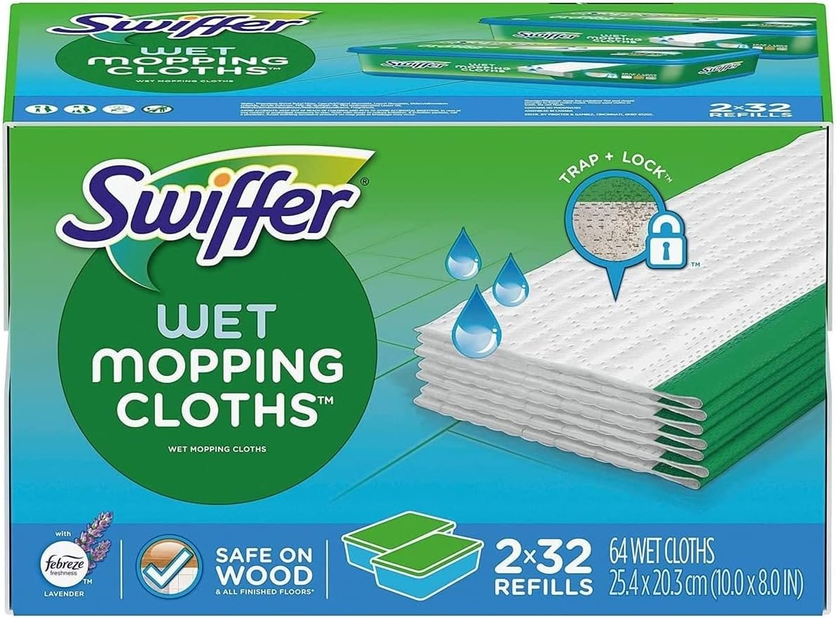 Swiffer Sweeper Wet Mopping Cloth Refills, Lavender & Vanilla Comfort, 64 Count