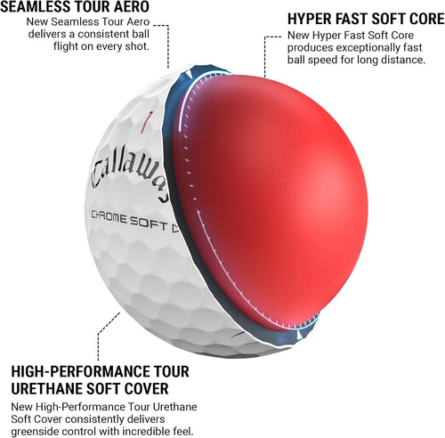 Callaway Chrome Soft Golf Balls, Triple Track, White, 12 Pack