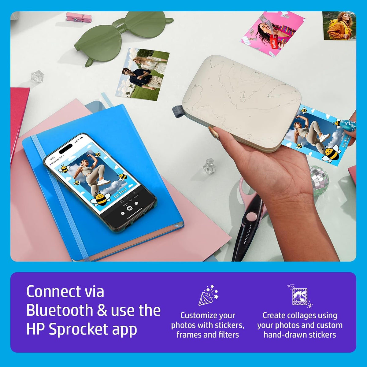 HP Sprocket Select Portable Instant Photo Printer, 2.3x3.4 in., Eclipse