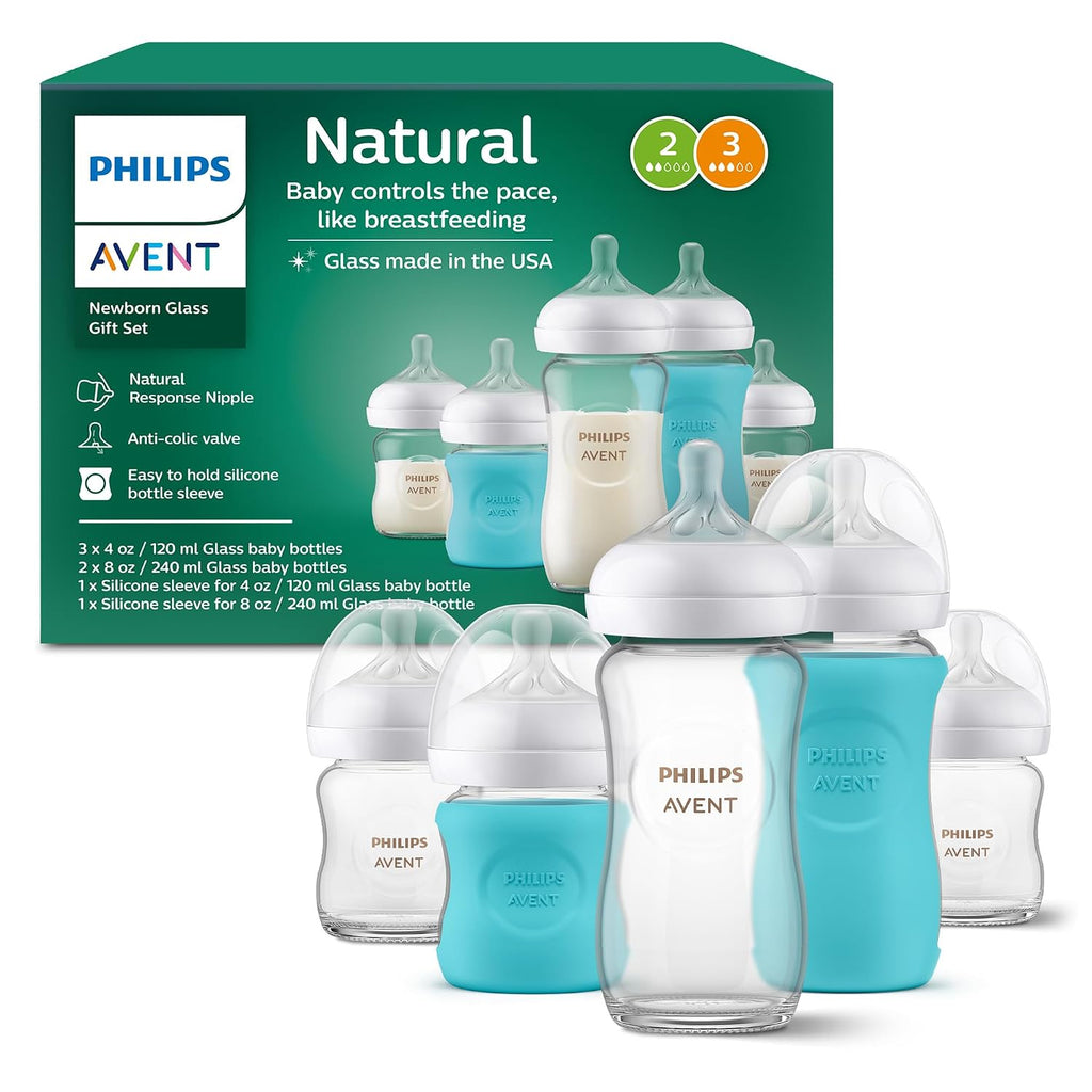 Philips Avent Natural Glass Newborn Gift Set, 5 Bottles (SCD858/01)
