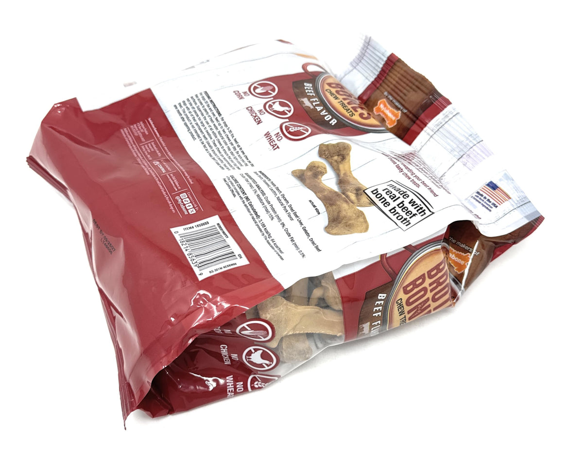 Nylabone Broth Bones Beef Dog Treats, 60 Count, 2.6 lb