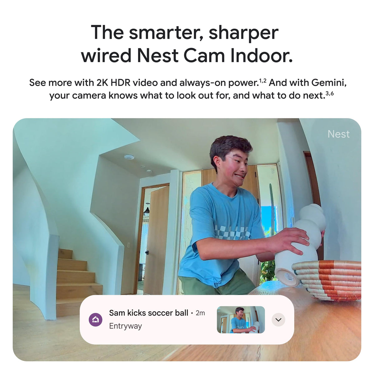 Google Nest Cam Indoor (Wired, 3rd Gen) 2K Security Camera