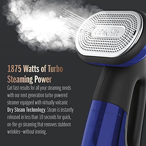Conair Turbo ExtremeSteam 2-in-1 Handheld Steamer and Iron, 1875W, Black/Blue