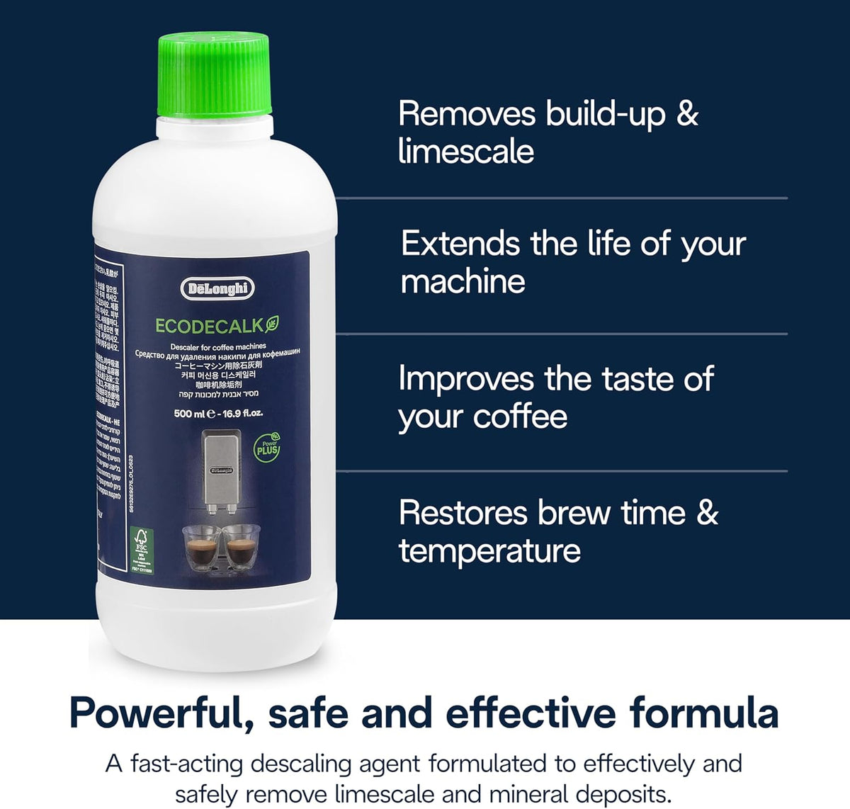 De'Longhi EcoDecalk Universal Descaler for Coffee Machines, 16.9 oz