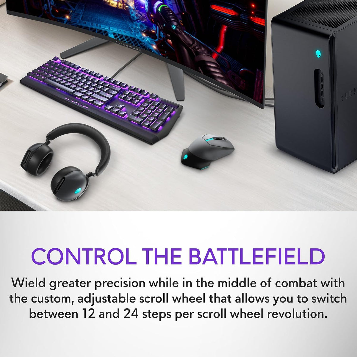 Alienware AW610M Wired/Wireless Gaming Mouse, 16000 DPI, Dark Side of the Moon