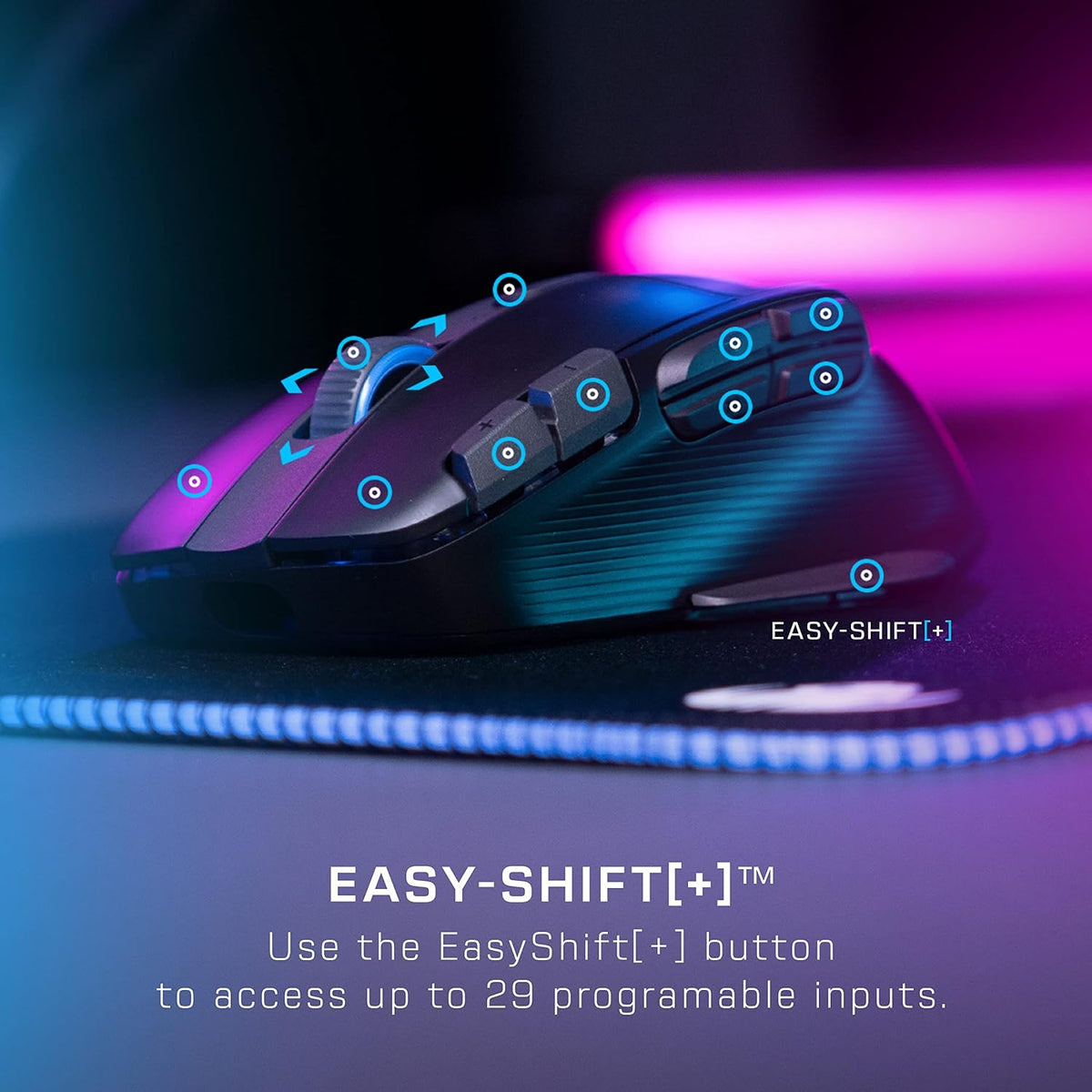 ROCCAT Kone XP Air Wireless RGB Gaming Mouse with Charging Dock, Black