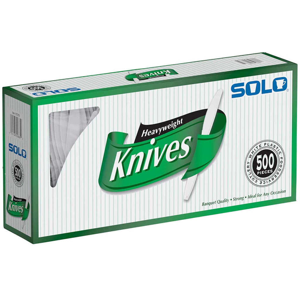 SOLO Heavyweight Plastic Knives, White, 7 in., 500 Count