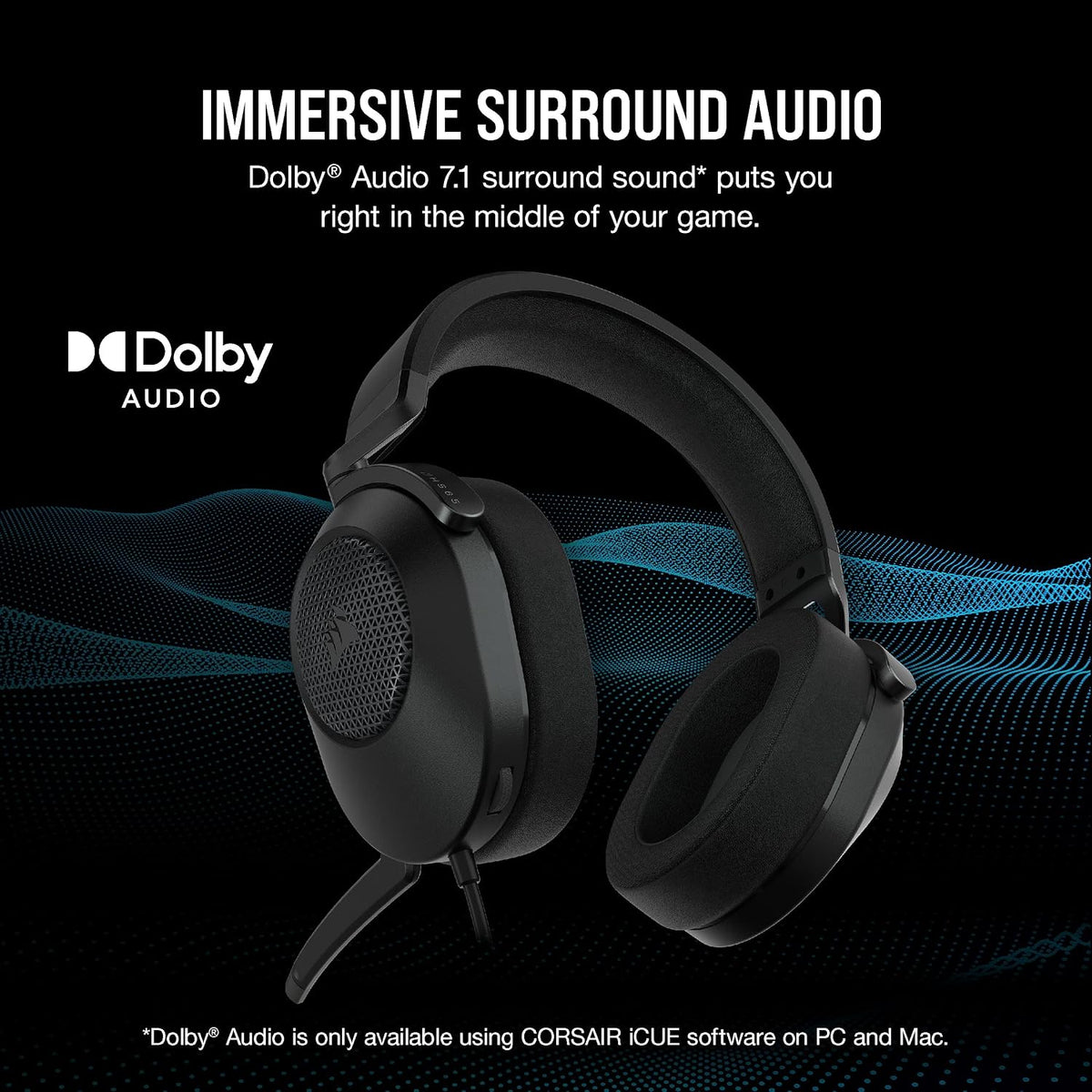 Corsair HS65 Surround Wired Gaming Headset, Carbon