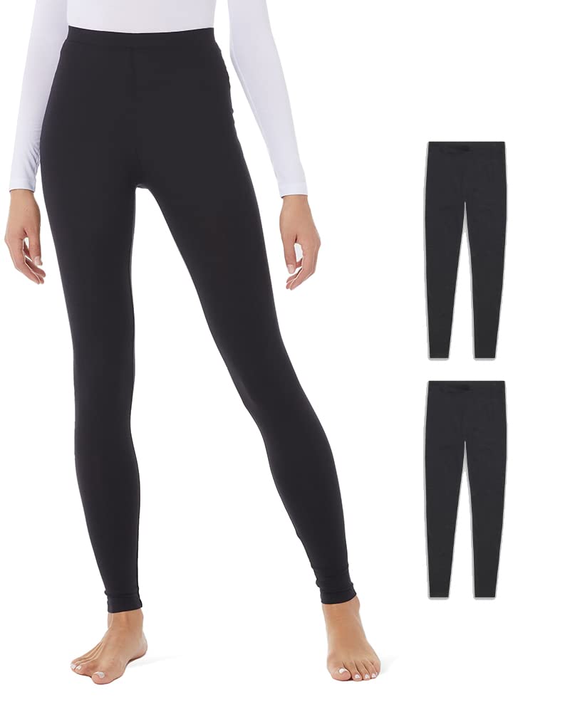 32 Degrees Women's Ultra Light Thermal Baselayer Leggings, 2-Pack, Black