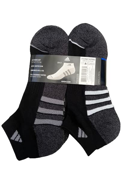 adidas Men's Low Cut Socks, 6-Pack, Black, Shoe Size 6-12