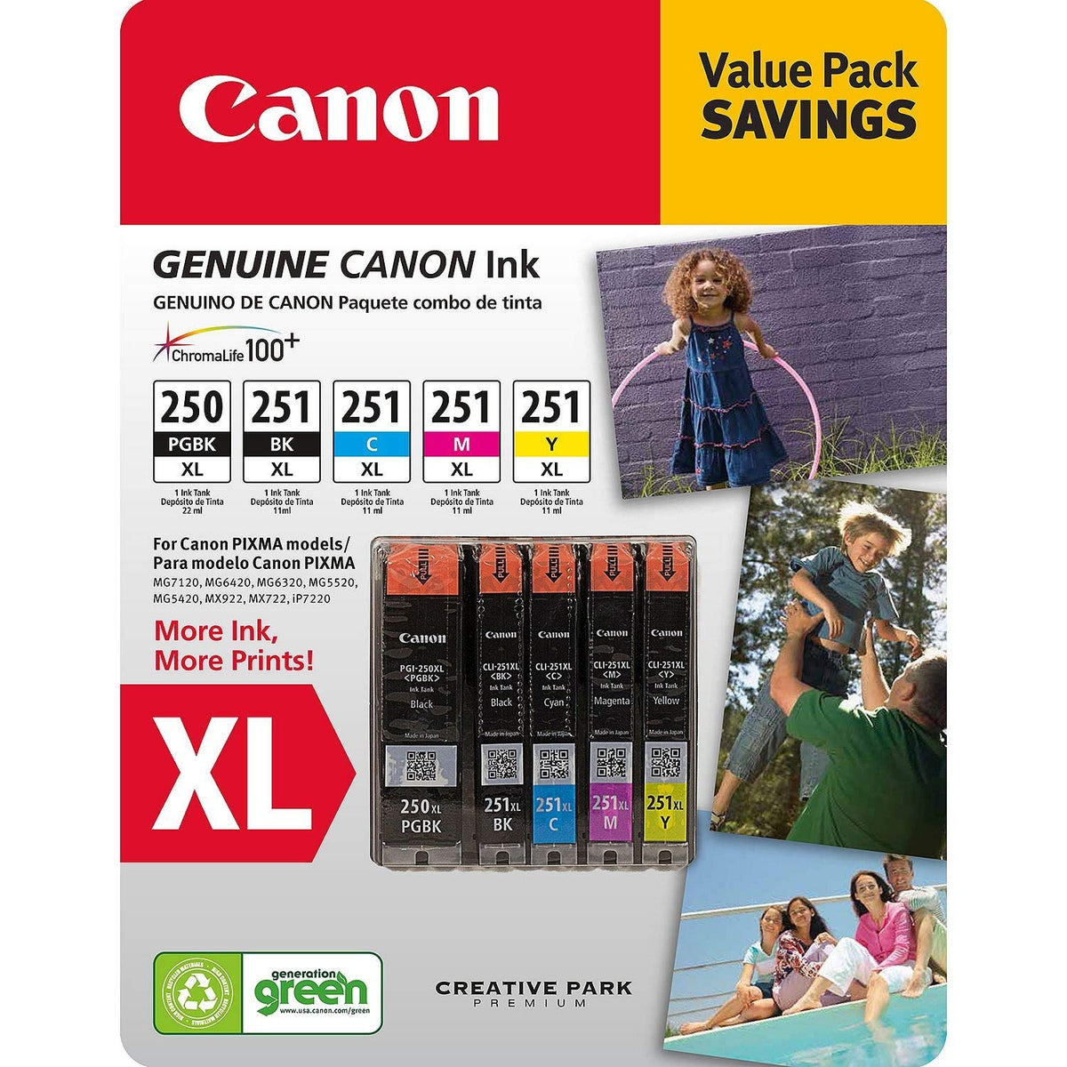 Canon PGI-250XL / CLI-251XL Ink Cartridges Value Pack, 5 Cartridges
