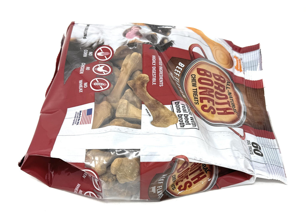 Nylabone Broth Bones Beef Dog Treats, 60 Count, 2.6 lb