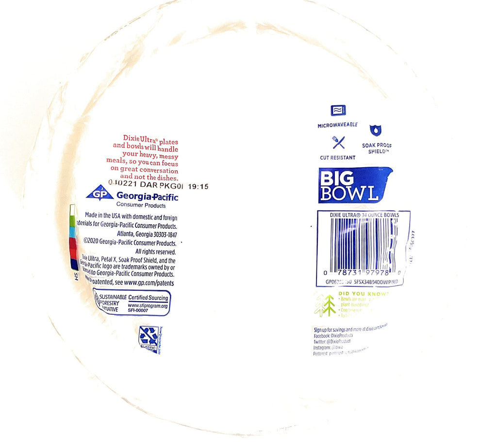 Dixie Ultra Big Bowl 34 oz Printed Paper Bowls, 94 Count