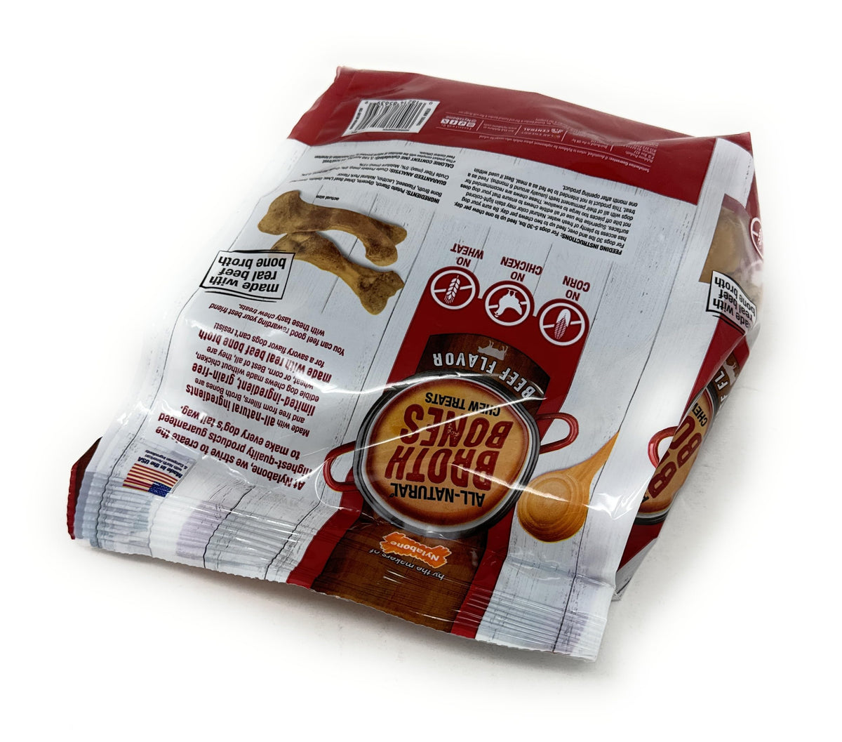 Nylabone Broth Bones Beef Dog Treats, 60 Count, 2.6 lb