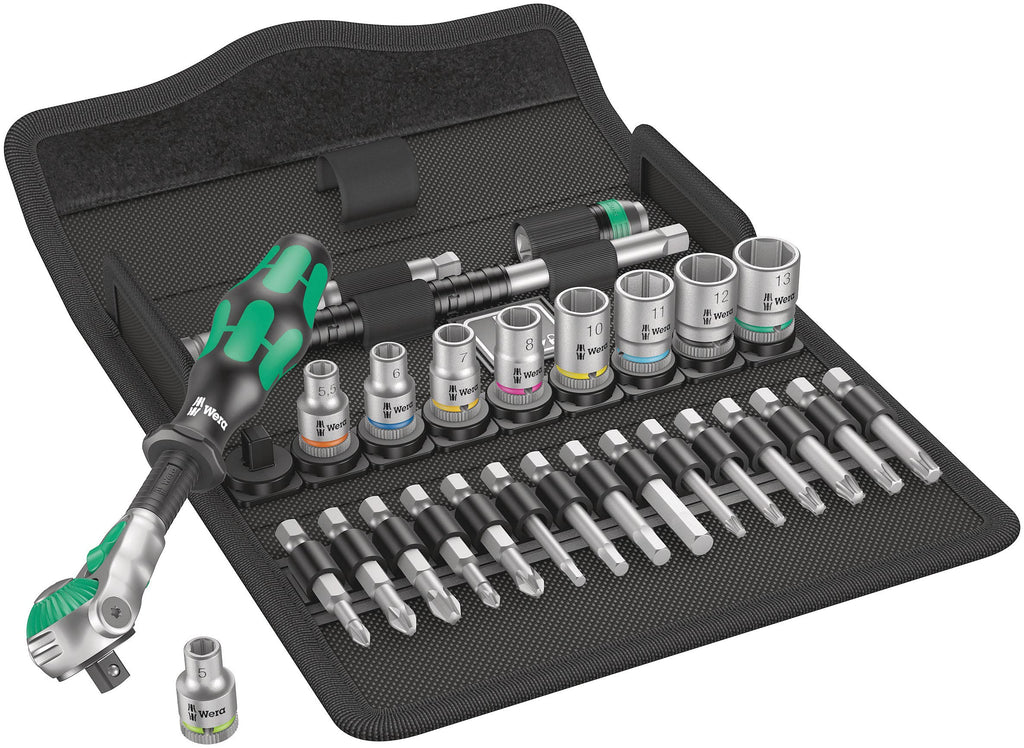 Wera 8100 SA 6 Zyklop Speed 1/4" Ratchet & Socket Set, Metric, 28 Pieces (05004016001)