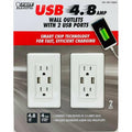 Feit Electric Tamper-Resistant Wall Outlet with 2 USB Ports, 4.8A, 2-Pack