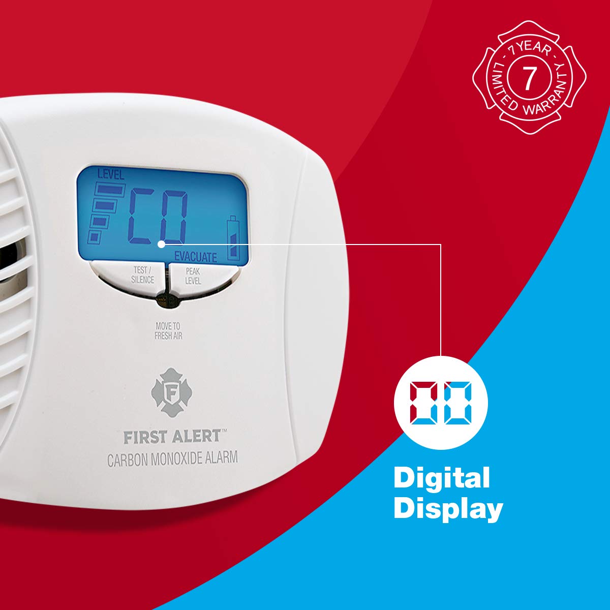 First Alert CO615 Dual-Power Plug-In Carbon Monoxide Detector with Digital Display