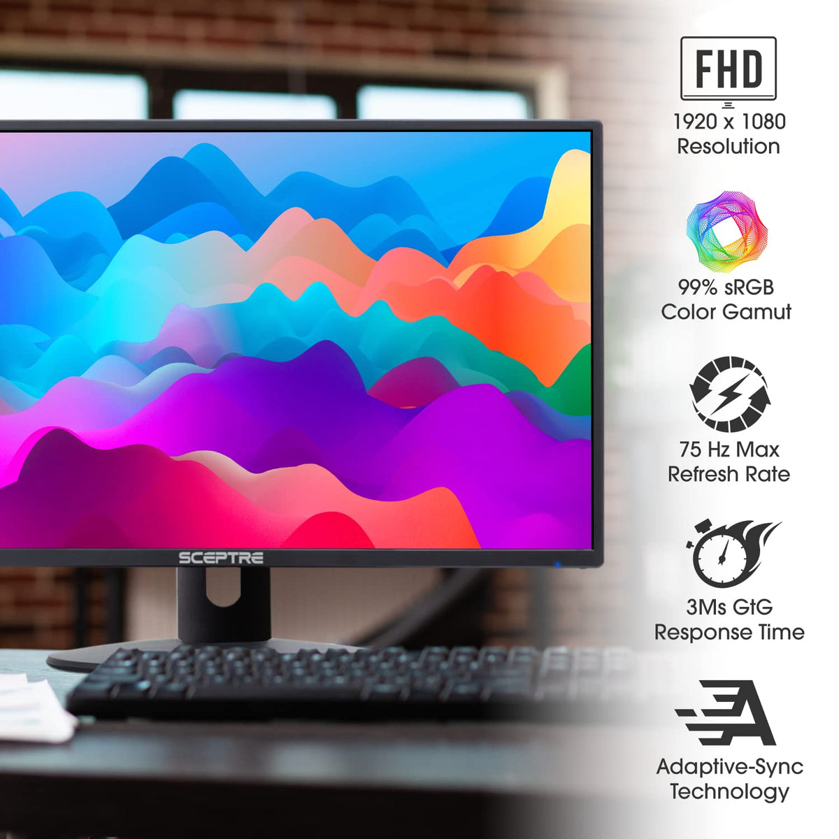 Sceptre E249W-19203R 24-inch FHD 75Hz Monitor with Built-in Speakers