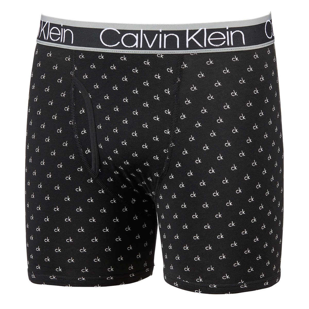 Calvin Klein Men's Cotton Stretch Boxer Briefs, 3-Pack, Black/Mini Logo/Grey, Medium