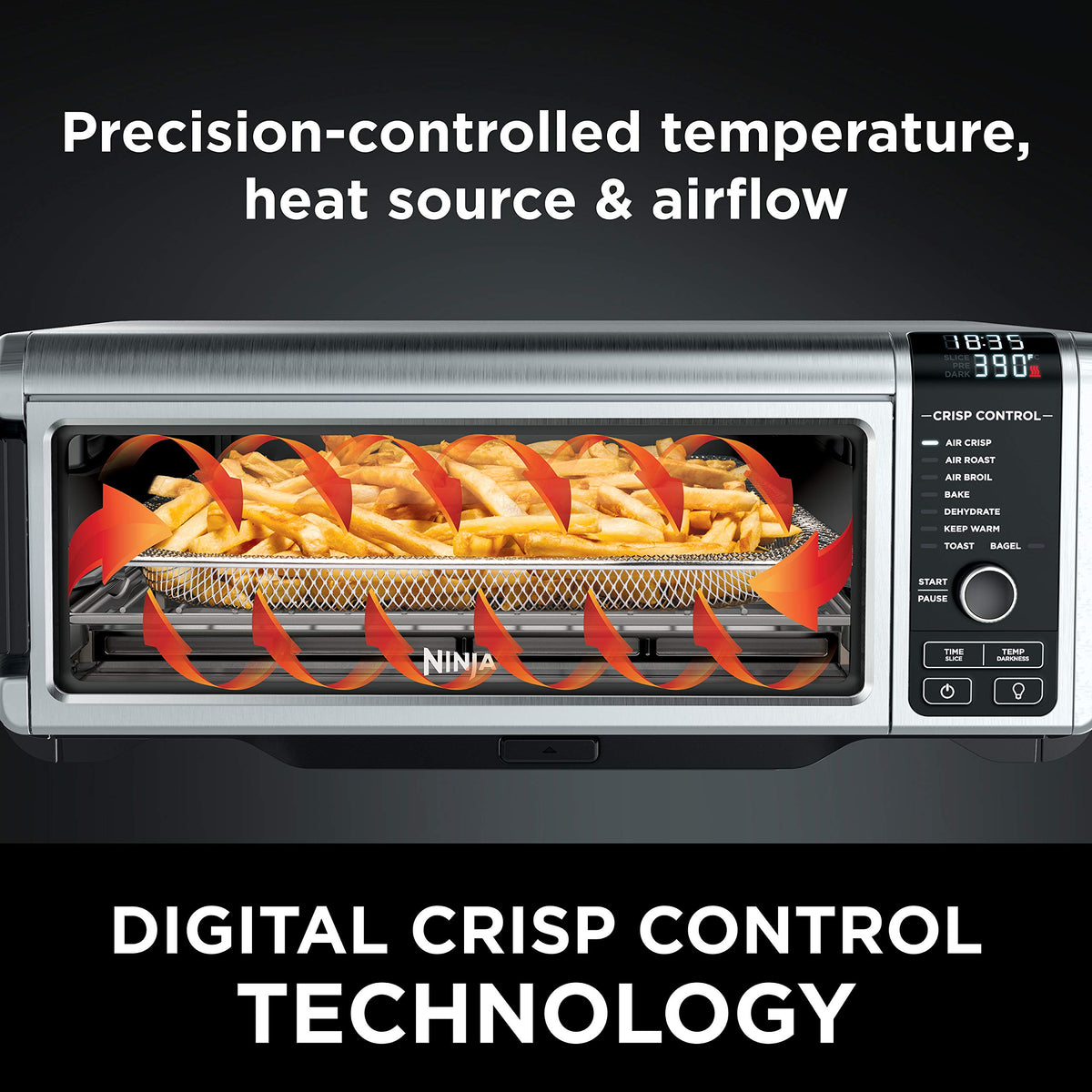Ninja SP101 Digital Air Fry Countertop Oven, 8-in-1, Flip-Up Storage