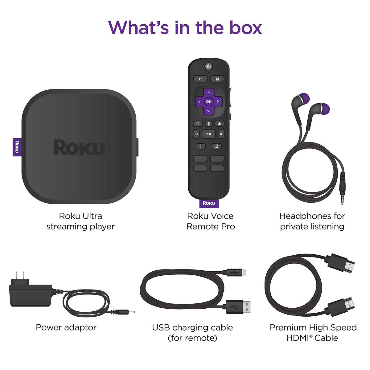 Roku Ultra 4K HDR Dolby Vision Streaming Player with Voice Remote Pro